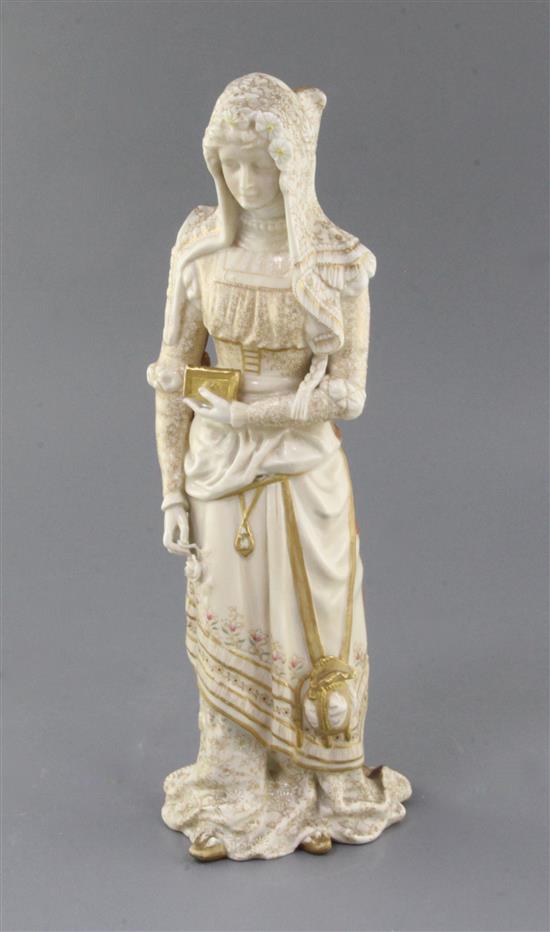 A Doulton Burslem vellum Mephistopheles and Marguerite double sided figure, h. 31cm, some restoration